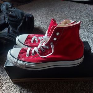Red high top converse size 9